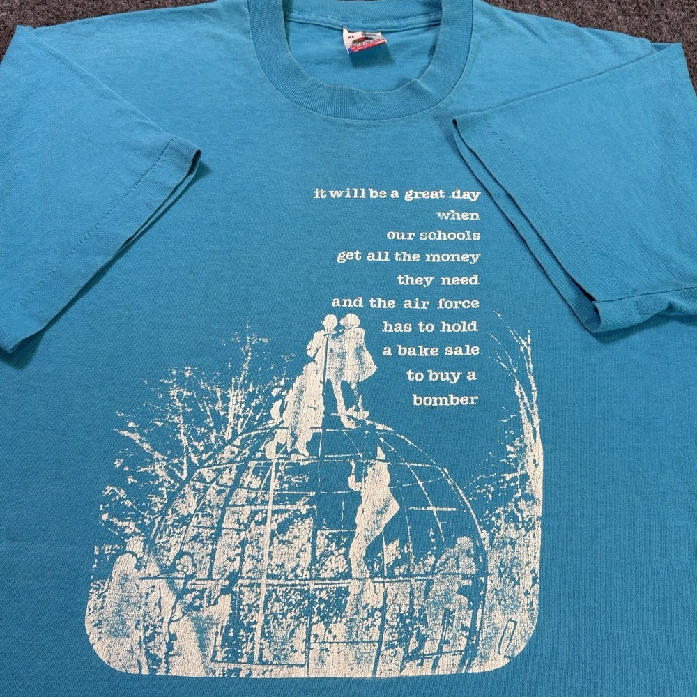 Vintage 90s Anti-War T-Shirt XL Blue Womens International League Peace Freedom